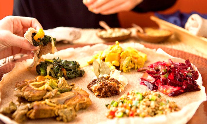 A plate of Ethiopian food