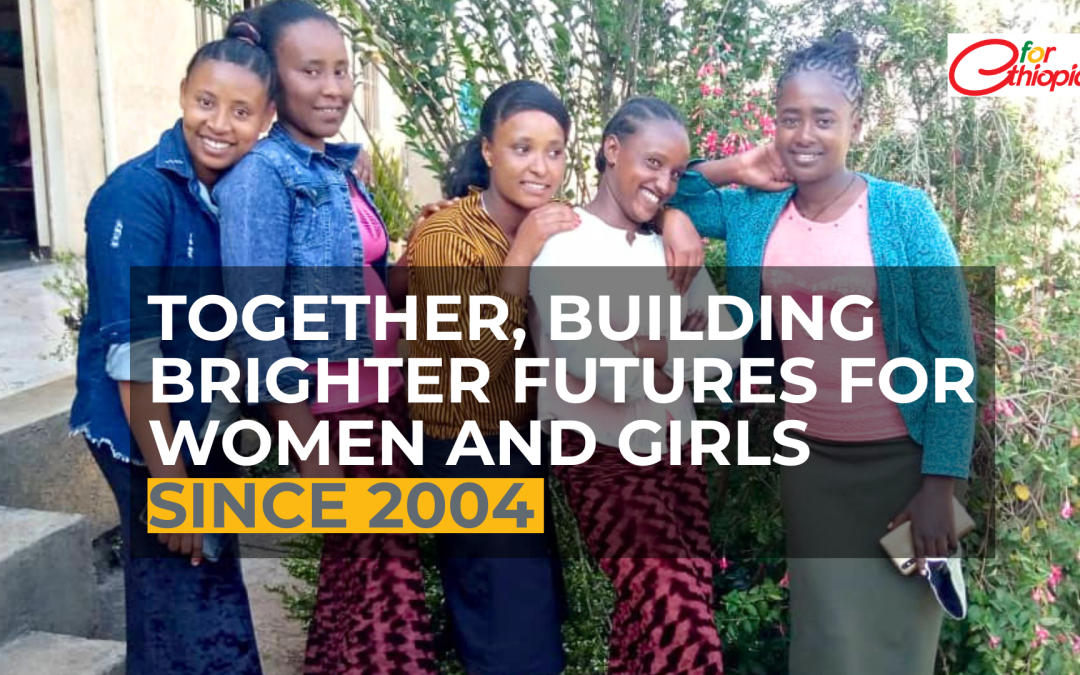 Picture of young women and mission statement- Together, building brighter futures for women and girls since 2004